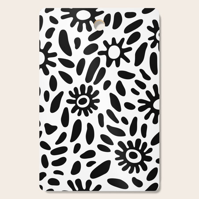 Abstract black and white flower nature art pattern Cutting Board Gallery Image 1