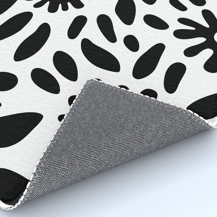 Abstract black and white flower nature art pattern Rug Gallery Image 4