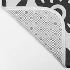 Abstract black and white flower nature art pattern Bath Mat Gallery Image 2