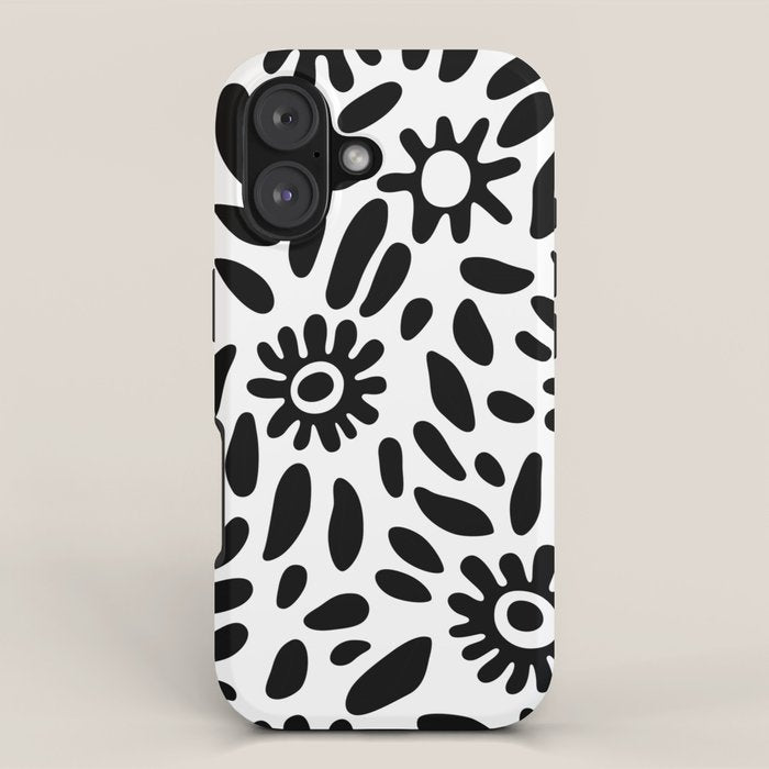 Abstract black and white flower nature art pattern iPhone Case Gallery Image 1