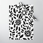 Abstract black and white flower nature art pattern Wrapping Paper Gallery Image 1