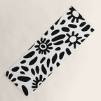 Abstract black and white flower nature art pattern Yoga Mat Gallery Image 1