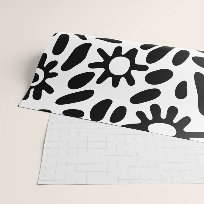 Abstract black and white flower nature art pattern Wrapping Paper Gallery Image 2