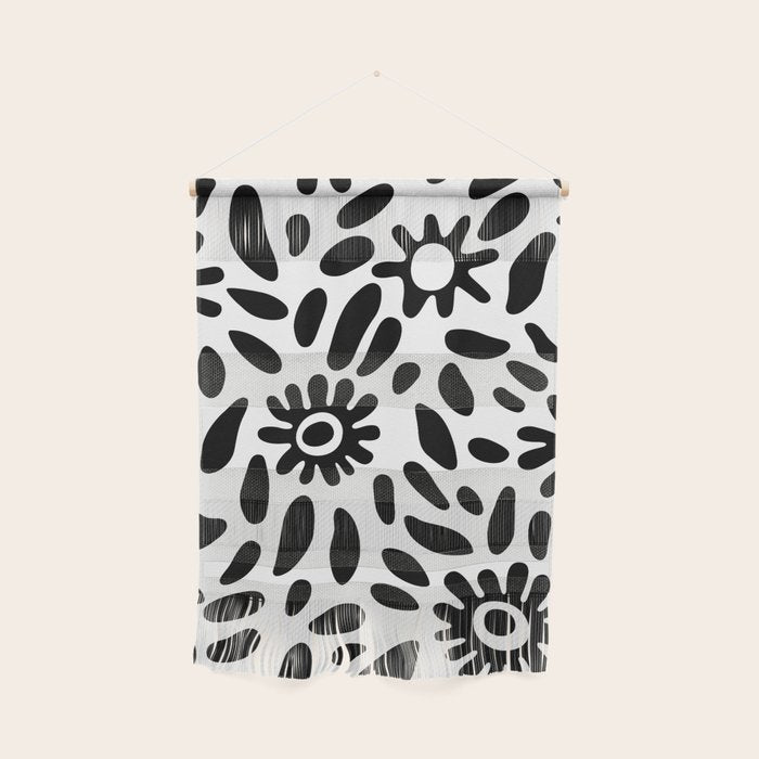 Abstract black and white flower nature art pattern Wall Hanging Gallery Image 1