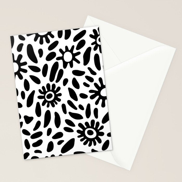 Abstract black and white flower nature art pattern Stationery Card Gallery Image 2