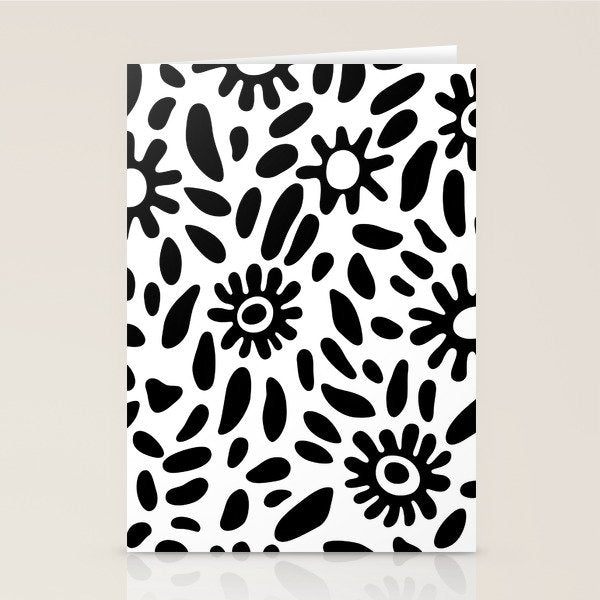 Abstract black and white flower nature art pattern Stationery Card Gallery Image 2