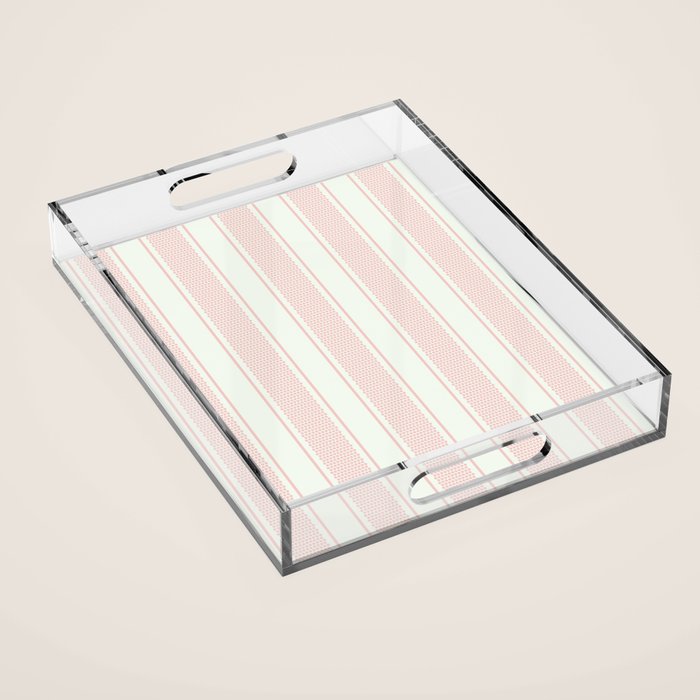 Vintage pastel pink stripes pattern Acrylic Tray Gallery Image 1