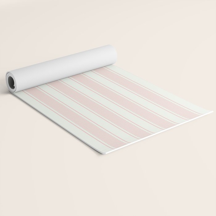 Vintage pastel pink stripes pattern Yoga Mat Gallery Image 2