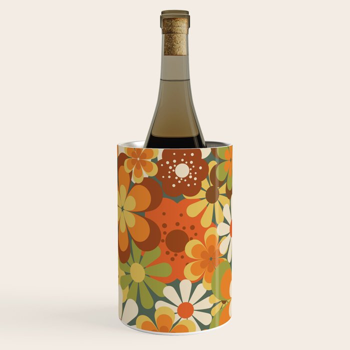 70's Retro Flowers Print Wine Chiller Gallery Image 1