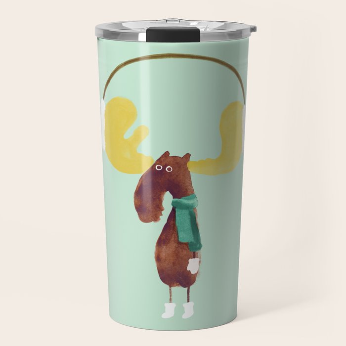 This moose is ready for winter Travel Mug Gallery Image 1