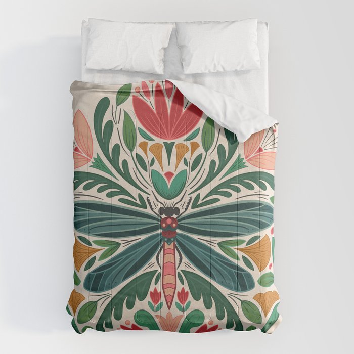 Dragonfly Folk Design Comforter Gallery Image 1