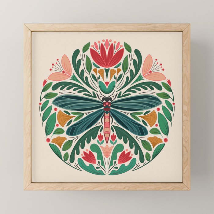 Dragonfly Folk Design Mini Art Print