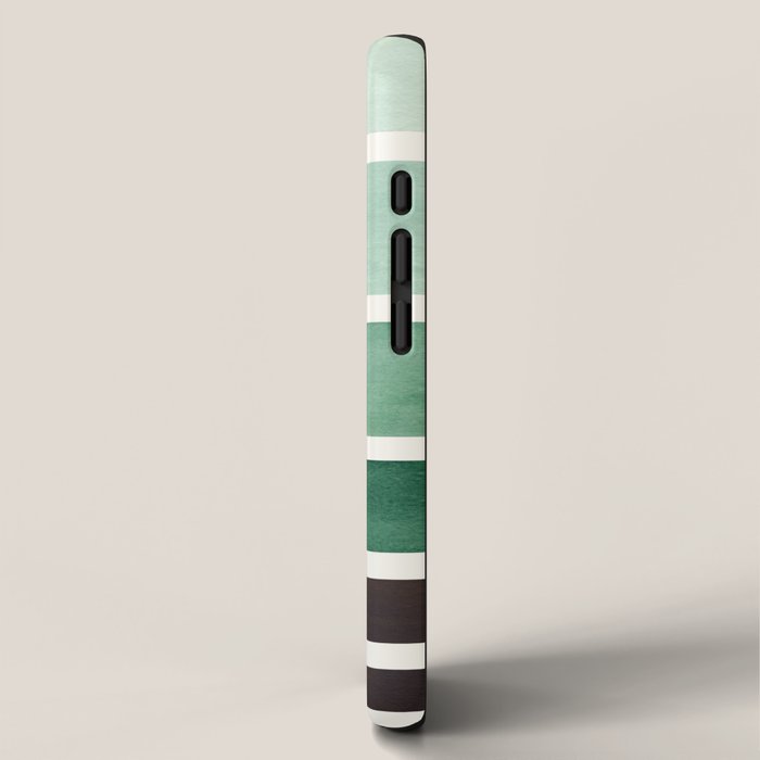 Deep Green Minimalist Watercolor Mid Century Staggered Stripes Rothko Color Block Geometric Art iPhone Case Gallery Image 2
