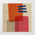 Chloe Pink Orange Blue Beige Wood Wall Art Gallery Image 1