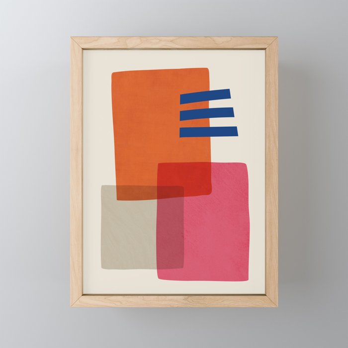 Chloe Pink Orange Blue Beige Mini Art Print Gallery Image 1