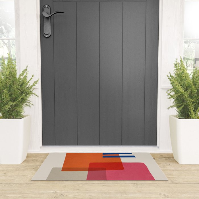 Chloe Pink Orange Blue Beige Welcome Mat Gallery Image 3