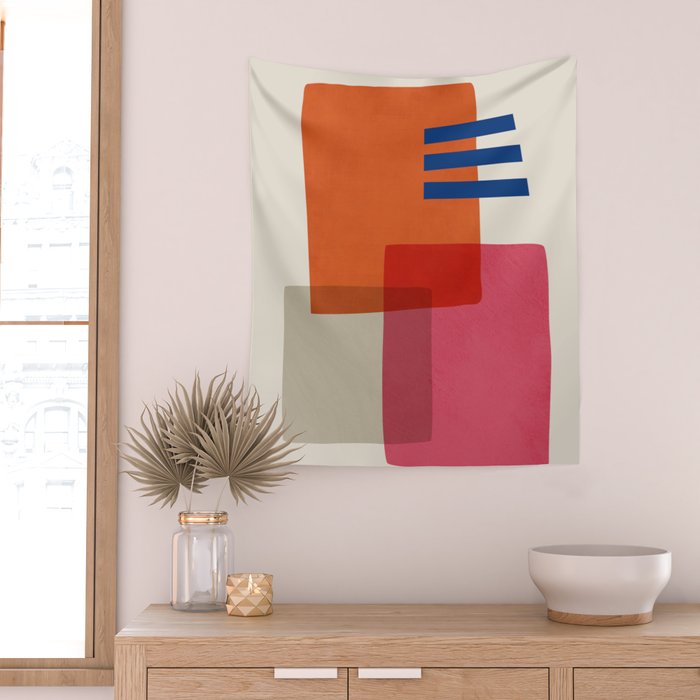 Chloe Pink Orange Blue Beige Wall Tapestry Gallery Image 2