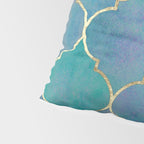 Teal Purple Gold Quatrefoil Moroccan Pattern Pillow Sham Gallery Image 4