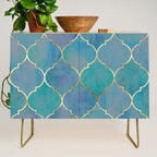 Teal Purple Gold Quatrefoil Moroccan Pattern Credenza Gallery Image 1