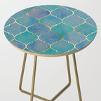 Teal Purple Gold Quatrefoil Moroccan Pattern Side Table Gallery Image 2