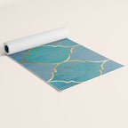 Teal Purple Gold Quatrefoil Moroccan Pattern Yoga Mat Gallery Image 2