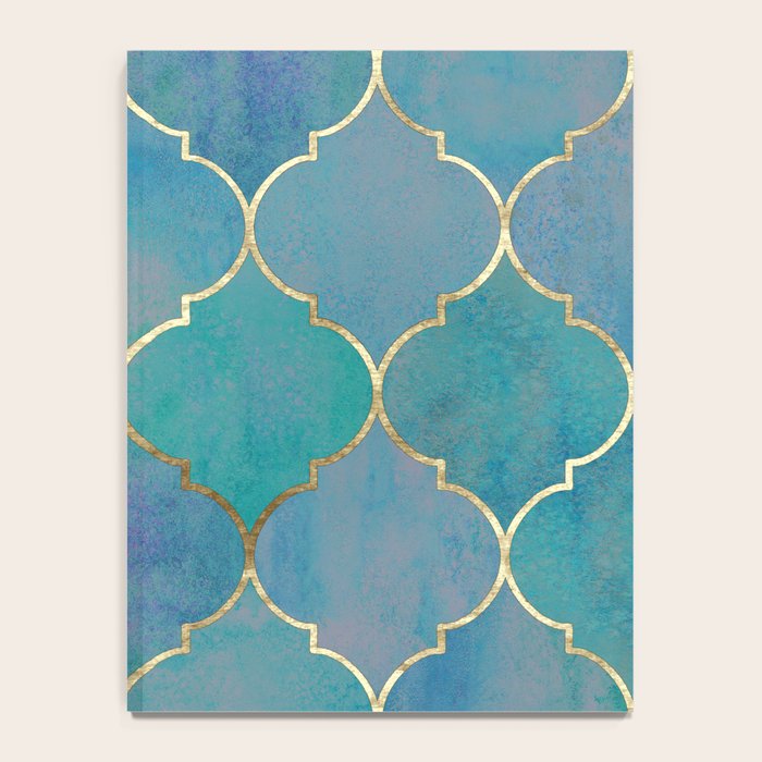Teal Purple Gold Quatrefoil Moroccan Pattern Notebook Gallery Image 4