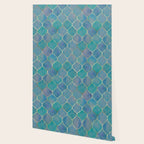 Teal Purple Gold Quatrefoil Moroccan Pattern Wallpaper Gallery Image 2