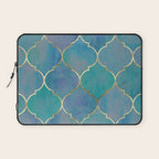 Teal Purple Gold Quatrefoil Moroccan Pattern Laptop Sleeve Gallery Image 1
