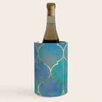 Teal Purple Gold Quatrefoil Moroccan Pattern Wine Chiller Gallery Image 1