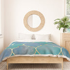 Teal Purple Gold Quatrefoil Moroccan Pattern Duvet Cover Gallery Image 3