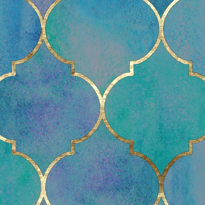 Teal Purple Gold Quatrefoil Moroccan Pattern Coffee Mug Gallery Image 2