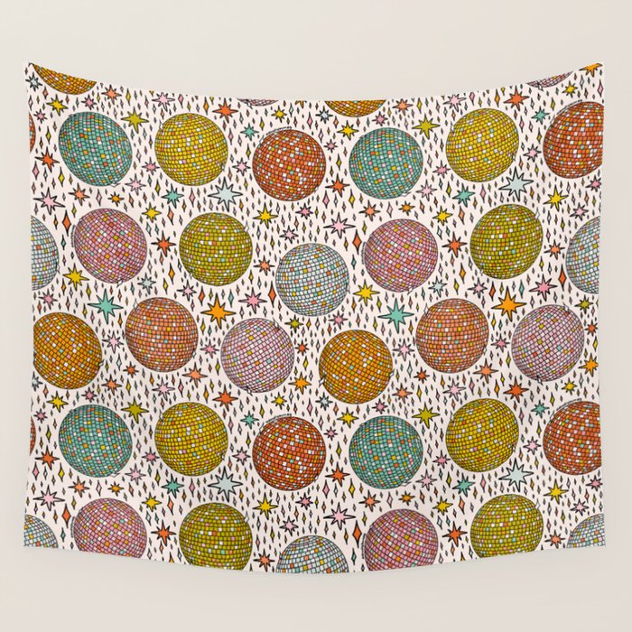 Rainbow Disco Ball Print Wall Tapestry Gallery Image 1