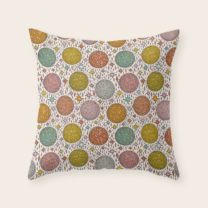 Rainbow Disco Ball Print Throw Pillow Gallery Image 1