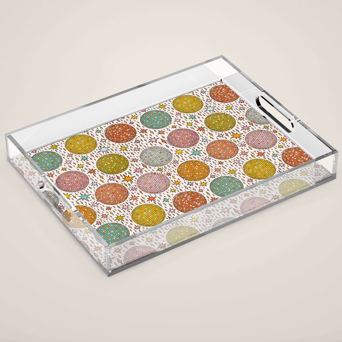 Rainbow Disco Ball Print Acrylic Tray Gallery Image 1