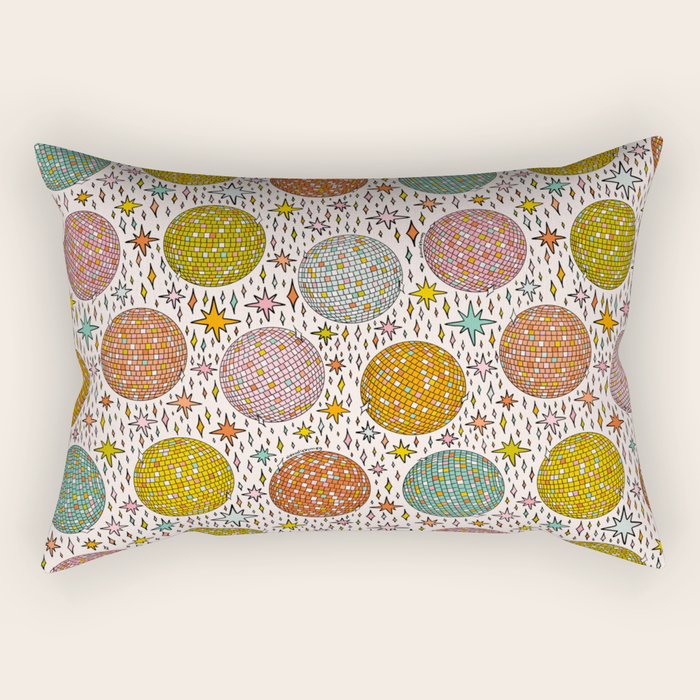 Rainbow Disco Ball Print Rectangular Pillow Gallery Image 1