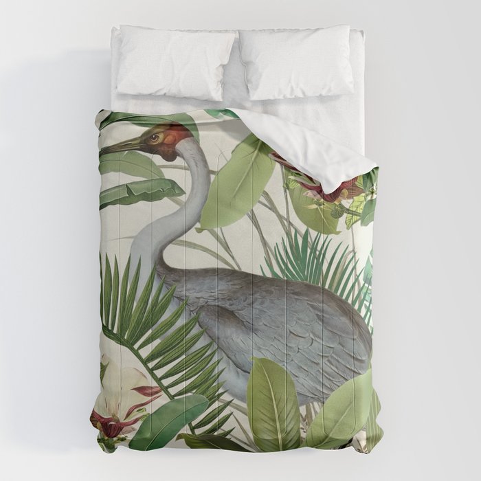 Tropical Heron Bird Rainforest Illustration Comforter Gallery Image 1