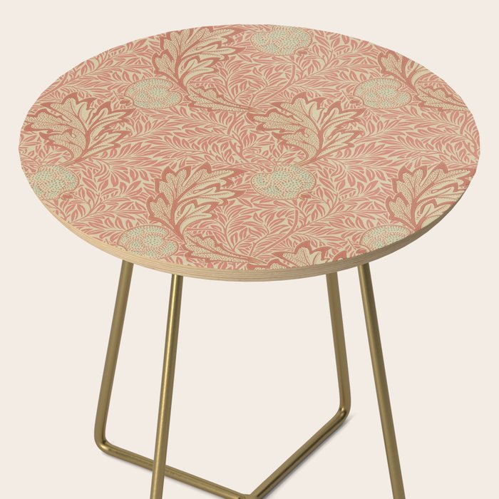 William Morris Apple Rust Gold Vintage Pattern Side Table Gallery Image 2