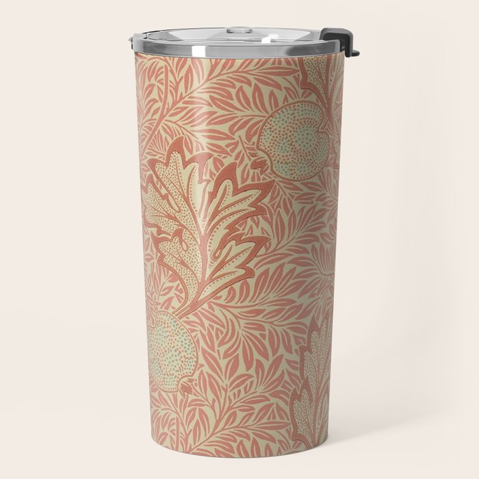William Morris Apple Rust Gold Vintage Pattern Travel Mug Gallery Image 2
