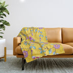 Vibrant Vintage Blooms Throw Blanket Gallery Image 1