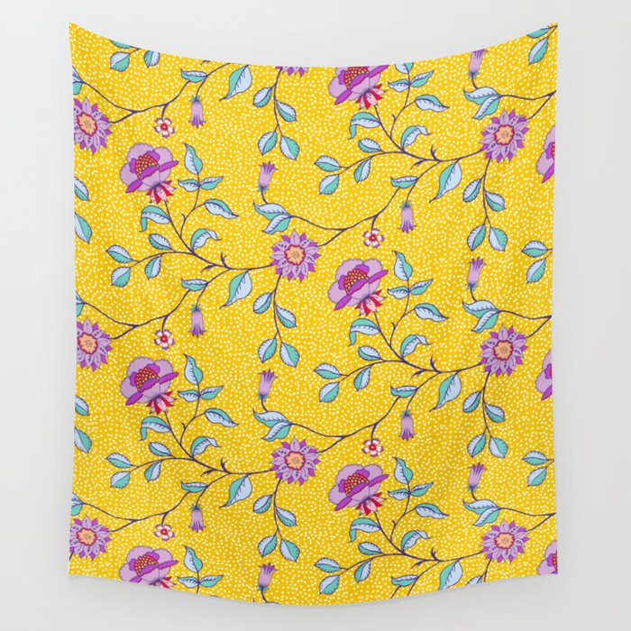 Vibrant Vintage Blooms Wall Tapestry Gallery Image 4