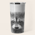 Raccoon - Black & White Travel Mug Gallery Image 1