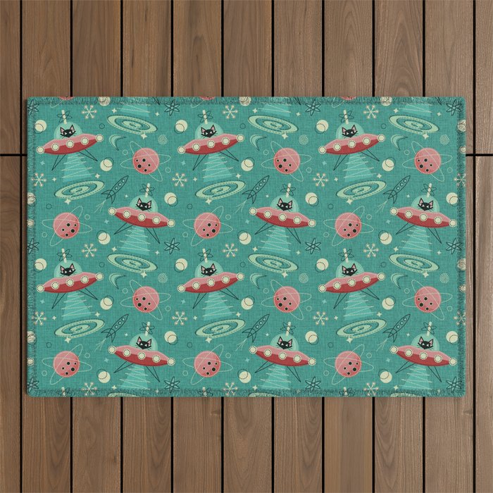 Atomic Cats in Space - ©studioxtine Outdoor Rug Gallery Image 1