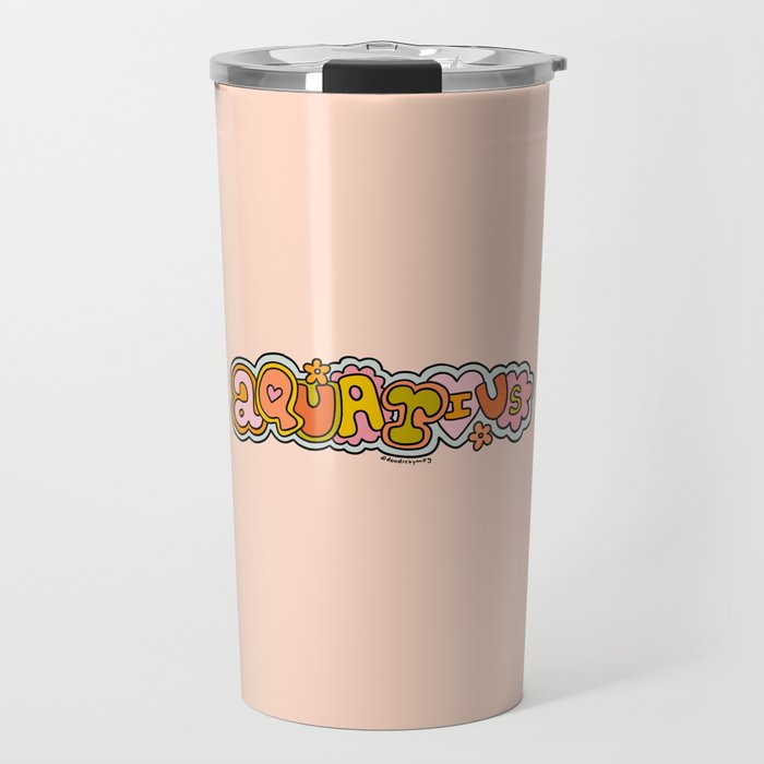 Aquarius Doodle Letters Travel Mug Gallery Image 1