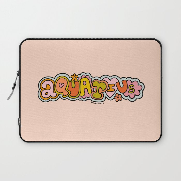 Aquarius Doodle Letters Laptop Sleeve Gallery Image 1