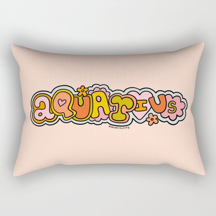 Aquarius Doodle Letters Rectangular Pillow Gallery Image 2