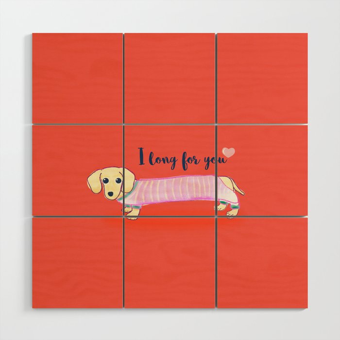 Valentine's Day dachshund dog Wood Wall Art Gallery Image 1