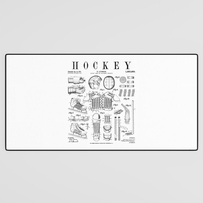 Ice Hockey Player Winter Sport Vintage Patent Print Desk Mat Gallery Image 3