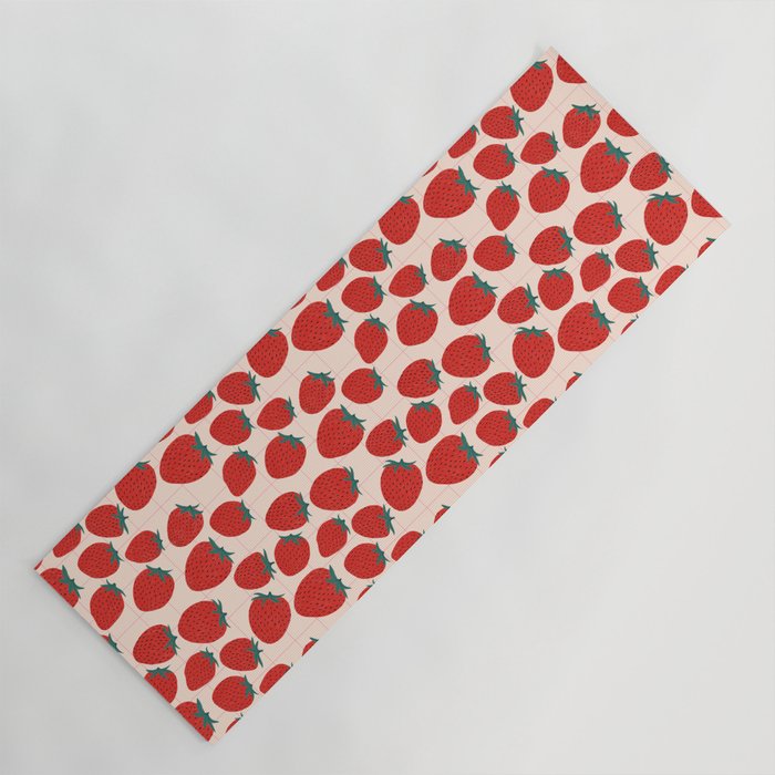 Red strawberries pattern Yoga Mat Gallery Image 1
