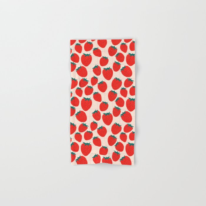 Red strawberries pattern Bath Towel Gallery Image 1