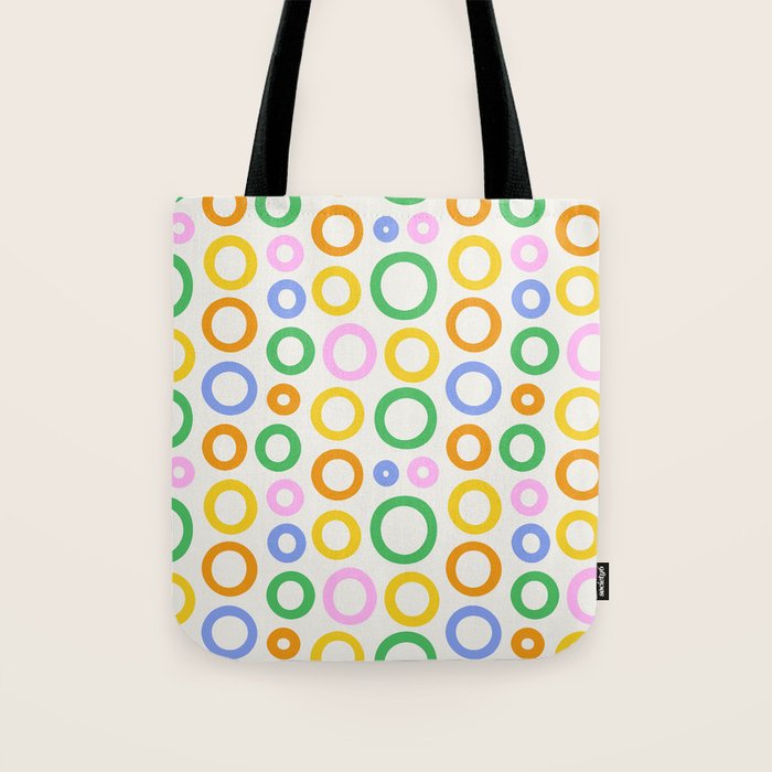 Fun colorful circle cartoon doodle pattern Tote Bag Gallery Image 1